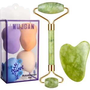 4'lü Armut Sünger + 2'li Yeşim Yaşı + Gua Sha Masaj Taşı