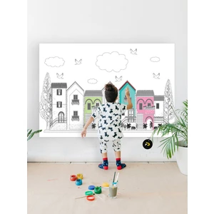 Huzurlu Kasaba Eğitici Dev Boyama Kağıdı, Çocuklar Için Aktivite Boyama Rulosu (90X130CM)