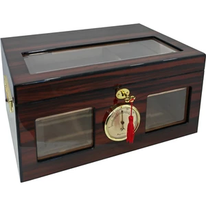Ispanyol Sediri Kahve 2 Katlı Camlı Özel Humidor Puro Kutusu RC48