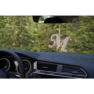 Gümüş Taşlı Dikiz Ayna Kolye Süsü M Harfi