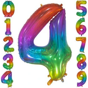 Hediye Ofisi Rainbow Konsept Balon 4 Rakam Balon 1 Metre Büyük Boy
