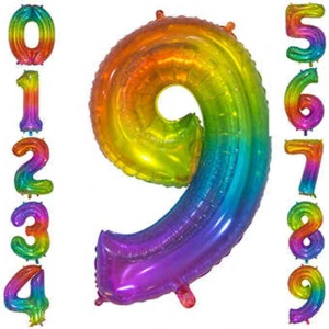 Hediye Ofisi Rainbow Konsept Balon 9 Rakam Balon 1 Metre Büyük Boy