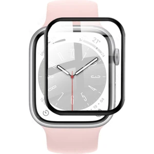 Apple Watch 8 41 mm Tam Kaplayan Kavisli Ekran Koruyucu 3D Pet Film - Siyah