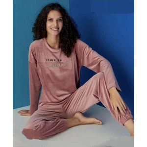 Kadın Uzun Kollu Soft Fransız Kadife Kışlık Pijama Takımı
