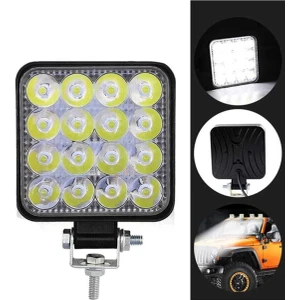 Mısırlı Grup Üniversal Off Road Beyaz Işık Sis Farı Lambası 16 LED Kare 12-24V 48 Watt