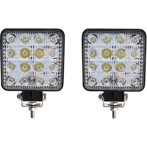 Mısırlı Grup 2 Adet Off Road Beyaz Işık Sis Farı Lambası 16 LED Kare 12-24V 48WATT