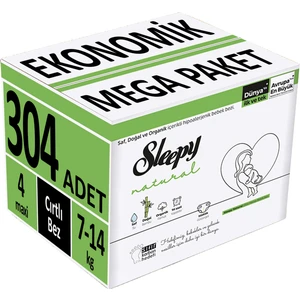 Bebek Bezi Natural Beden:4 (7-14KG) Maxi 304 Adet Ekonomik Mega Pk