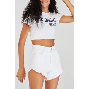 Its Basic Kadin Beyaz Renk Mini Jean Şort