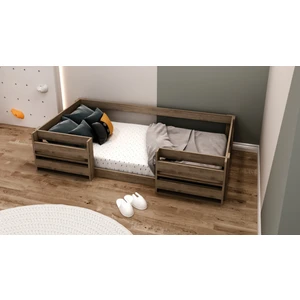 Vivian Ceviz Montessori Kitaplıklı - Raflı Çocuk Karyolası