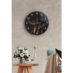 Duvar Saati - Cam - Sessiz Akar - Bronz el Çap 37