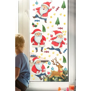 Sevimli Noel Babalar Yılbaşı Süsleme Bebek Çocuk Odası Sticker Seti Yeniyıl