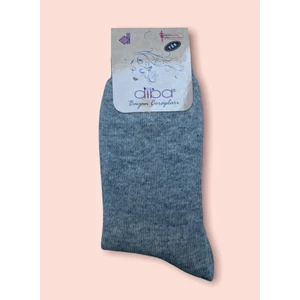 Bayan Gri Yün Kışlık Soket Çorap