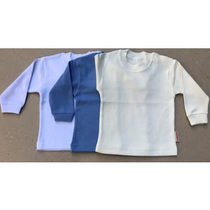 Uzun Kollu Bebek Üst Badi (3 Lü Paket) (Beyaz,koyumavi,krem) 0-24 Ay Arası