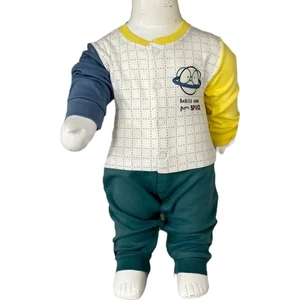 Aziz Bebe Uzay Desenli Çıtçıtlı Ayaksız (Patiksiz) Tulum 0-6 Ay