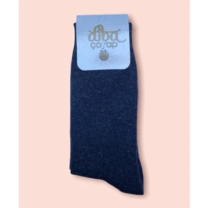 Bayan Lacivert Yün Kışlık Soket Çorap