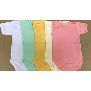 Kadın Çıtçıtlı Kısa Kol Badi 5 Li Paket Renkli Pamuklu Tasarım