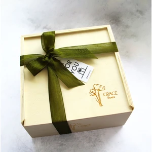 Grace Boxes Boş Kare Ahşap Hediye Kutusu