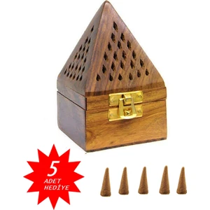 Çiko Toys Piramit Konik Tütsülük 5 Tane Konik Tütsü Hediye Ahşap Tütsü Yakacağı Oda Kokusu