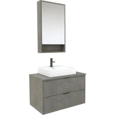 Usart Banyo | Stone 2c 70 cm Banyo Dolabı Takımı (Boy Dolap