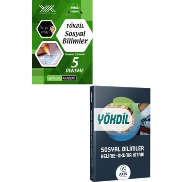 Pegem Akademi Yayıncılık YÖKDİL Sosyal Bilimler 5 Deneme + Akın Dil Sosyal Kelime-Okuma
