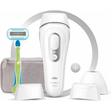 Braun Silk Expert Pro 3 PL3233 300.000 Atımlı, 3 Başlıklı Yeni Nesil Ipl + Seyahat