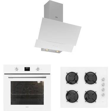 Silverline Esty Ankastre Beyaz Set ( Digital Fırın-Dokunmatik Davlumbaz