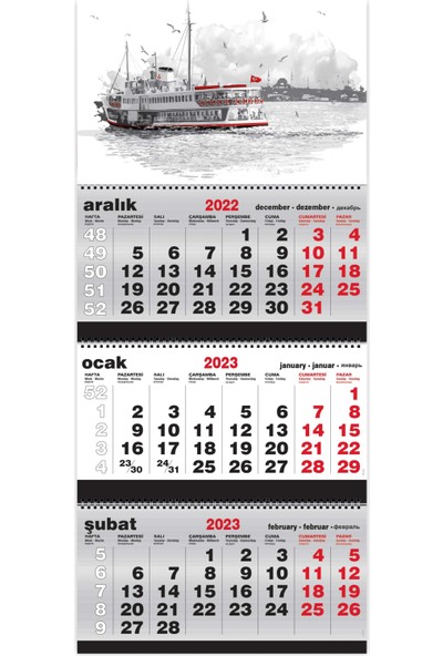 Sticker Art 2023 Jumbo Boy Gemici Denizci Duvar Takvimi 39 x 87 cm