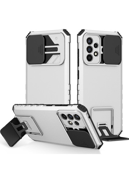 Samsung Galaxy A52 / A52S 5G PC+TPU Kickstand Kapak Slayt Kamera Kapak Telefon Kılıfı (Yurt Dışından)