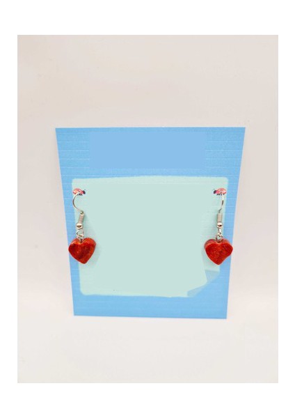 Doğal Taş Mercan Küpe Kalp