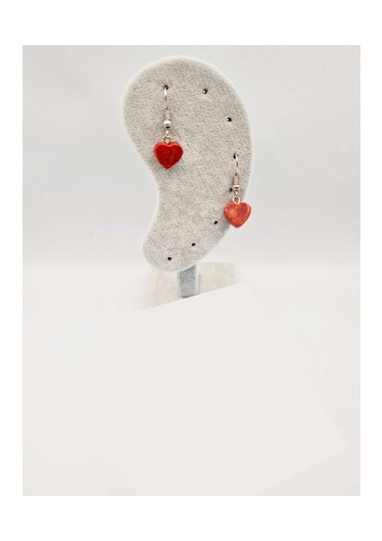 Doğal Taş Mercan Küpe Kalp indirimleri