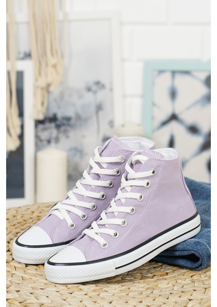 Unisex Bilekli Günlük Lila Keten Kadın Erkek Spor Sneaker Ayakkabı