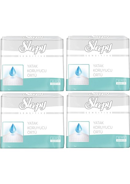 Yatak Koruyucu 30'lu 4 Paket + Sleepy Vücut Temizleme Havlusu 50'li 4 Paket