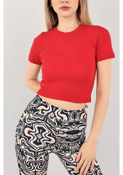 Kadın Fitilli Crop Bluz