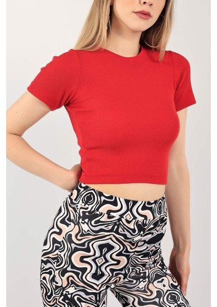 Kadın Fitilli Crop Bluz