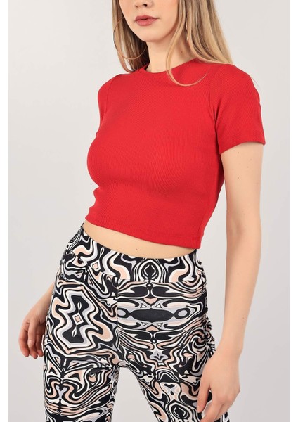 Kadın Fitilli Crop Bluz