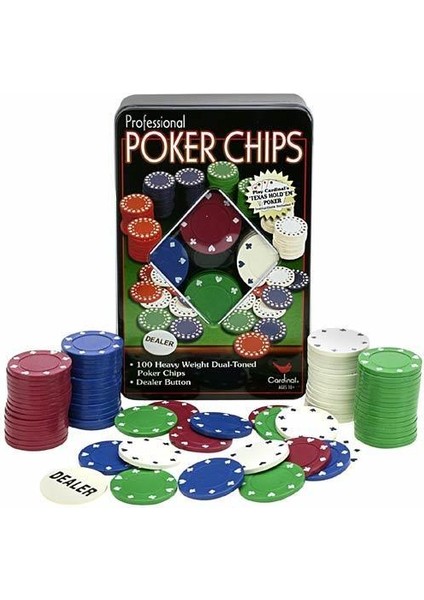 100 Adet Poker Çipi Chip Poker Fişi Hobi Eğlence Oyun Seti Fişi