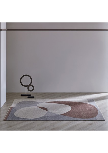 Amorf Modern Özel Tasarım Dokuma Halı - Bordo/Bej 160 x 230