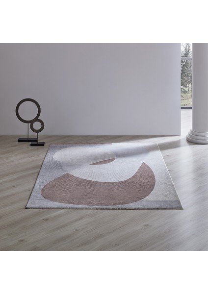 Amorf Modern Özel Tasarım Dokuma Halı - Bordo/Bej 160 x 230