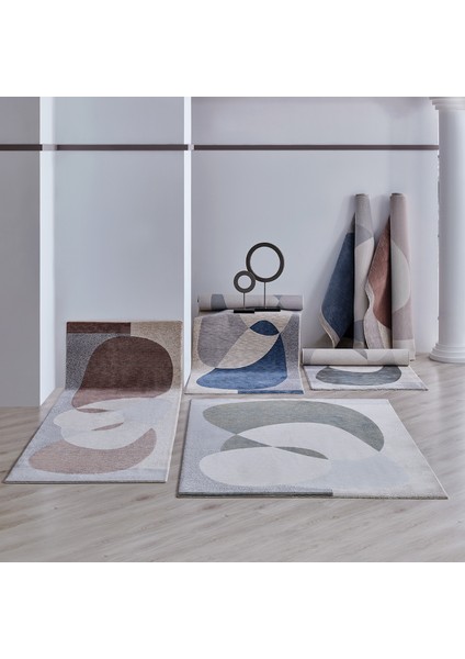 Amorf Modern Özel Tasarım Dokuma Halı - Bordo/Bej 160 x 230
