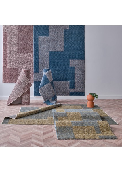 Diagram Modern Özel Tasarım Dokuma Halı - Kiremit/Çok Renkli 160 x 230 cm modelleri
