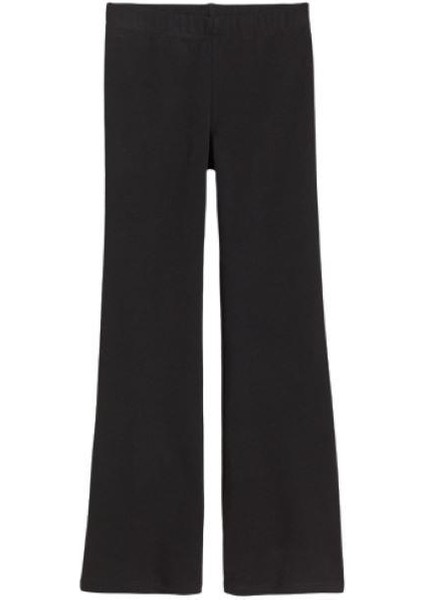 Ispanyol Paça Kız Çocuk Tayt Orta Kalınlıkta Pamuklu Siyah Renk