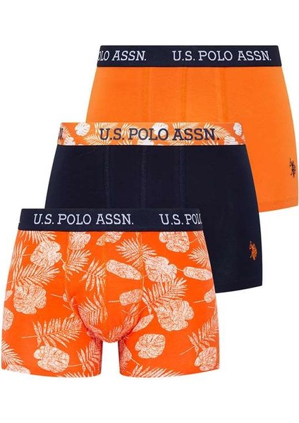 U.S. Polo Assn. Erkek Turuncu - Lacivert 3 Lü Boxer 80433