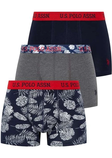 U.S. Polo Assn. Erkek Lacivert - Antrasit Melanj 3'lü Boxer 80433