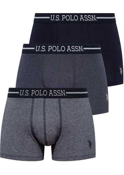 U.S. Polo Assn. Erkek Lacivert - Lacivert Melanj 3'lü Boxer