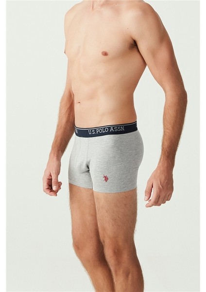 Erkek Gri Melanj - Lacivert 3'lü Boxer