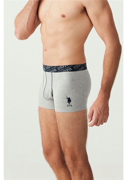 U.S. Polo Assn. Erkek Kırmızı - Gri Melanj - Lacivert 3'lü Boxer