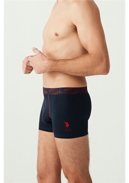 U.S. Polo Assn. Erkek Kırmızı - Gri Melanj - Lacivert 3'lü Boxer