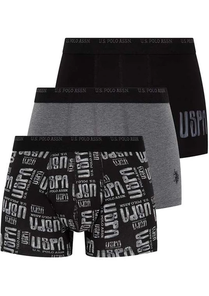 U.S. Polo Assn. Erkek Antrasit Melanj - Siyah - Gri Melanj 3'lü Boxer 80338