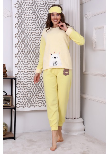 Fwn 3019 Peluş Welsoft Polar Kışlık Yumoş Ayıcıklı Kadın Pijama Takımı