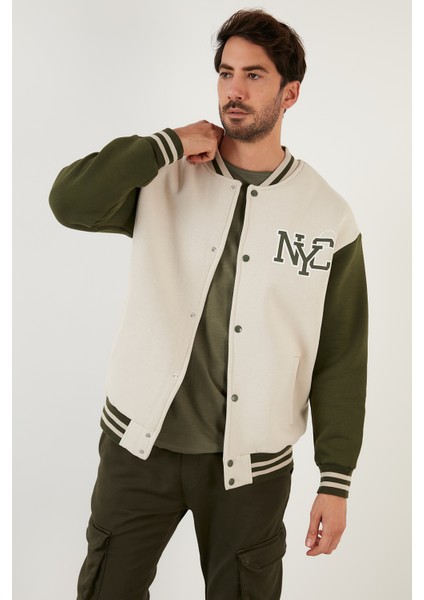 Regular Fit Içi Yumuşak Tüylü Kolej Yaka Bomber Mont Erkek Mont 628Y2775